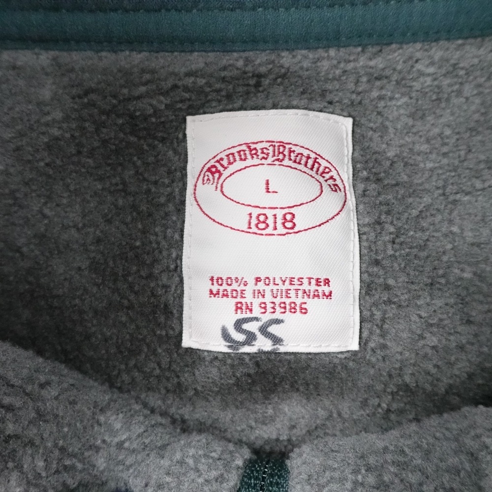 Brooks Brothers Fleece Vest Mens L Navy Blue Full Zip Golden Preppy Golf Casual - Picture 3 of 11